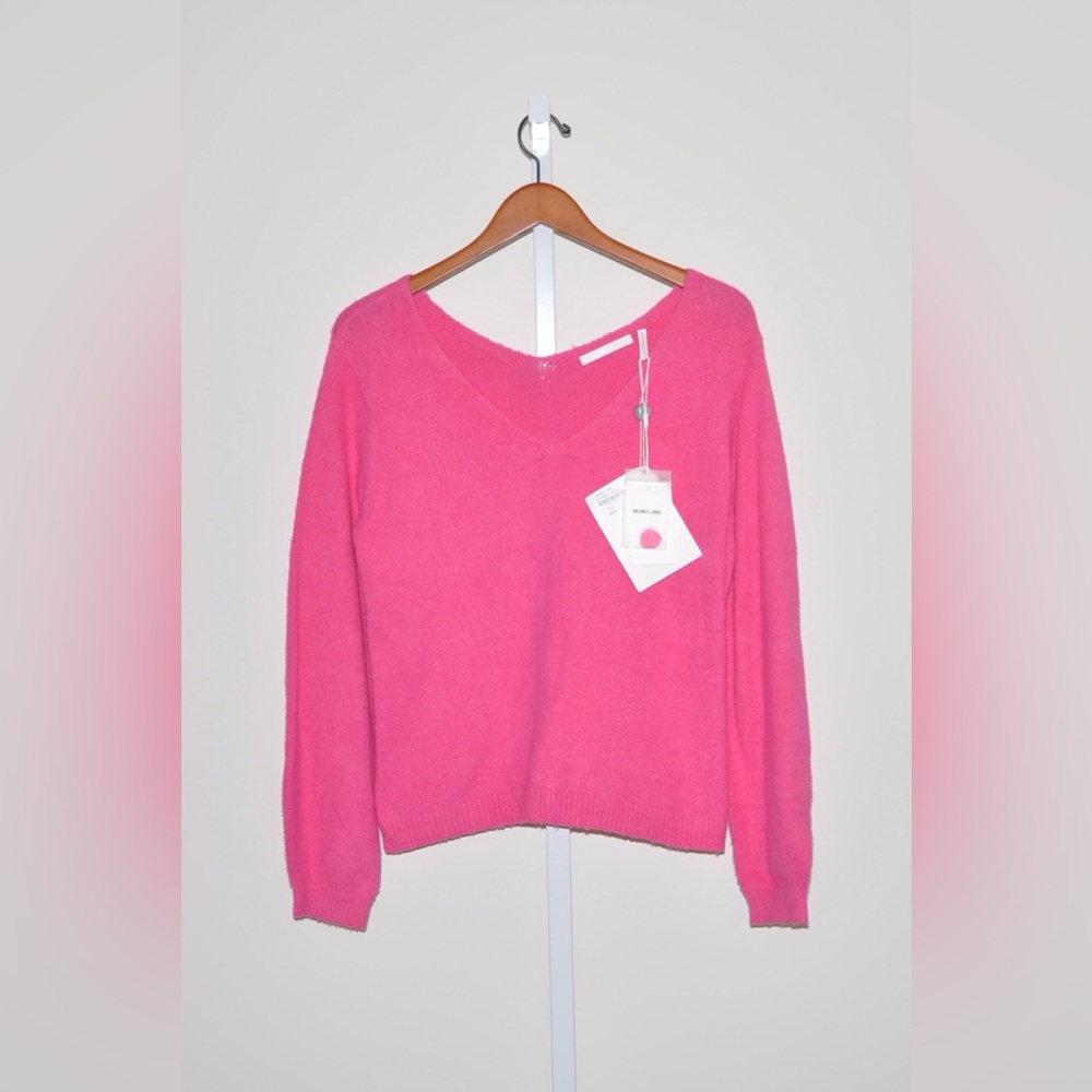 NEW Helmut Lang Women's Pink V Neck Pullover Cloud Sweater Size XS MSRP $395